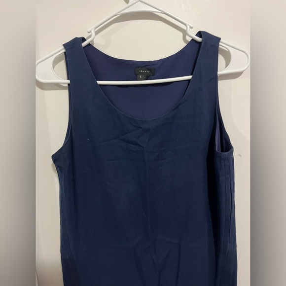 Theory Sleeveless Mini Shift Dress 6 Navy Blue Short High Neck - Picture 3 of 6